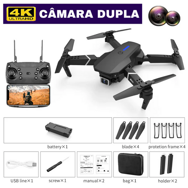 FlyDrone - Drone com câmara Full HD 4K (+2 pilhas e estojo para Oferta)